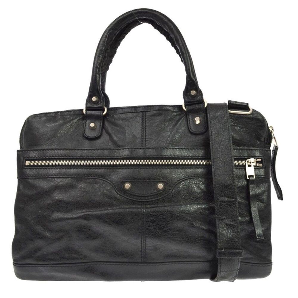 Balenciaga Mini Folder Leather Black Leather Handbag